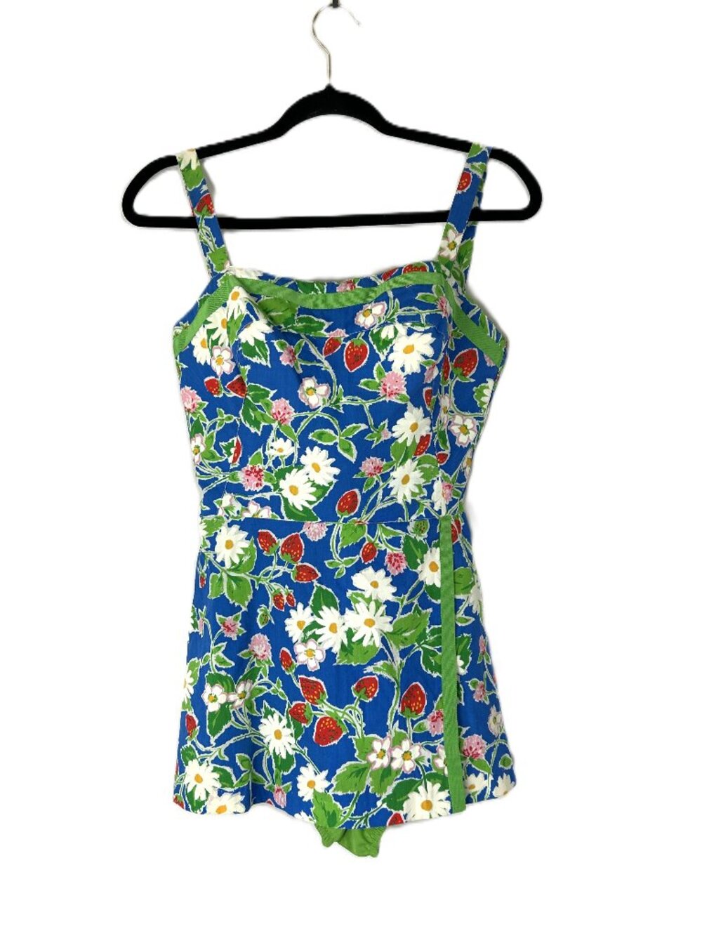 Vintage Talbots Gabar Strawberry & Daisy Swim Playsuit Romper 12